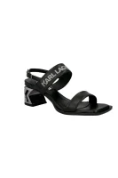 Kožené sandále na širokom podpätku Karl Lagerfeld 	čierna	