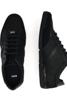 Sneakersy Saturn | s prímesou kože BOSS BLACK 	tmavomodrá	