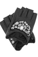 skórzane rukavice geo stone Karl Lagerfeld 	čierna	