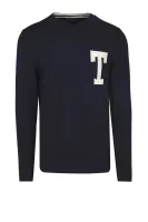 sveter logo cneck | regular fit Tommy Hilfiger 	tmavomodrá	