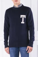 sveter logo cneck | regular fit Tommy Hilfiger 	tmavomodrá	
