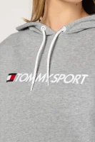 mikina cropped logo | regular fit Tommy Sport 	sivá	