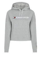 mikina cropped logo | regular fit Tommy Sport 	sivá	