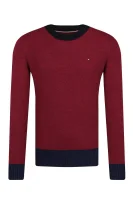 wełniany sveter color tipped | regular fit Tommy Hilfiger 	gaštanová	