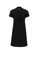jedwabna šaty ruffle plastron Karl Lagerfeld 	čierna	
