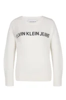 sveter alpaca blend logo cr | loose fit | s prímesou vlny CALVIN KLEIN JEANS 	biela	
