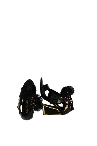 Kožené sandále na širokom podpätku Kat Maconie 	čierna	