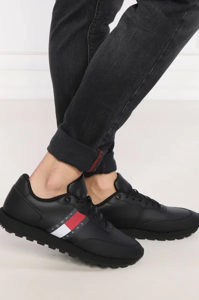 Sneakersy | s prímesou kože Tommy Jeans 	čierna	