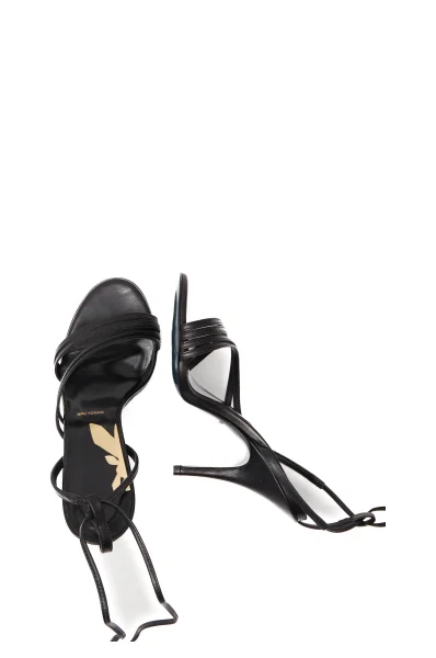 Kožené sandále na ihličkovom podpätku Patrizia Pepe 	čierna	