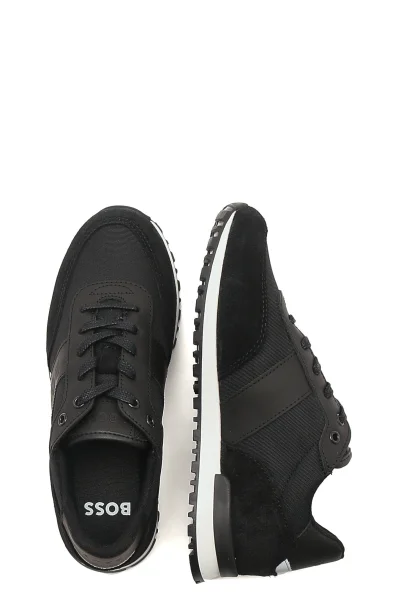 Sneakersy | s prímesou kože BOSS Kidswear 	čierna	