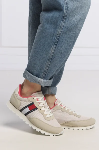 Sneakersy | s prímesou kože Tommy Jeans 	béžová	