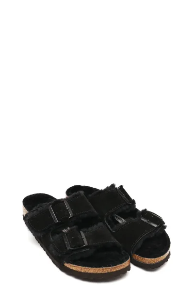 Kožené domáca obuv Arizona FUR Birkenstock 	čierna	