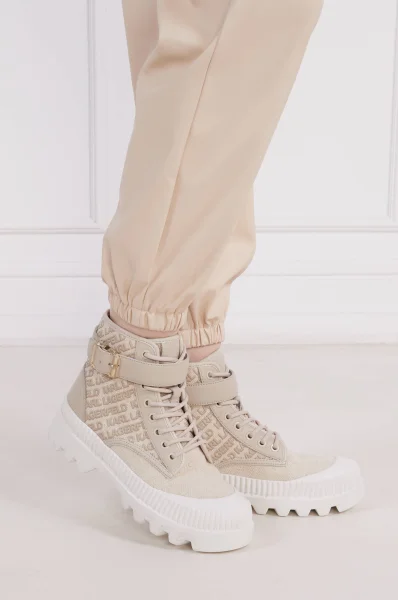 Šnurovacie topánky TREKKA II Karl Rpt Logo Strap | s prímesou kože Karl Lagerfeld 	béžová	
