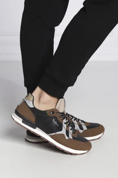 Sneakersy BRITT | s prímesou kože Pepe Jeans London 	hnedá	