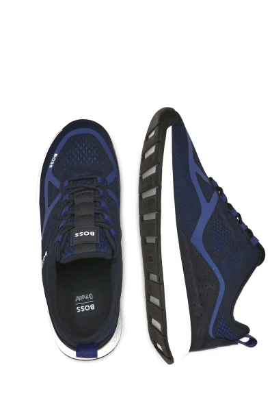 Sneakersy Titanium | s prímesou kože BOSS BLACK 	tmavomodrá	