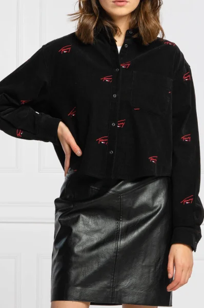 košeľa | cropped fit Tommy Jeans 	čierna	