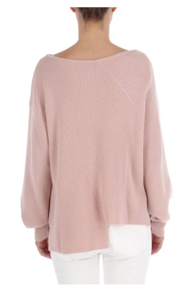 wełniany sveter calendula | loose fit | s prímesou kašmíru Pinko 	púdrovo ružová	