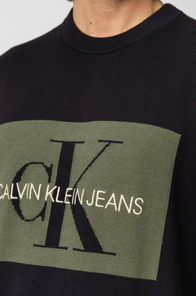 sveter iconic monogram logo | regular fit CALVIN KLEIN JEANS 	čierna	