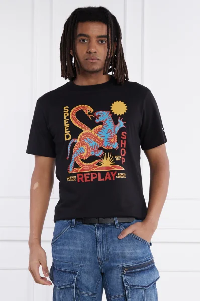 Tričko | Regular Fit Replay 	čierna	