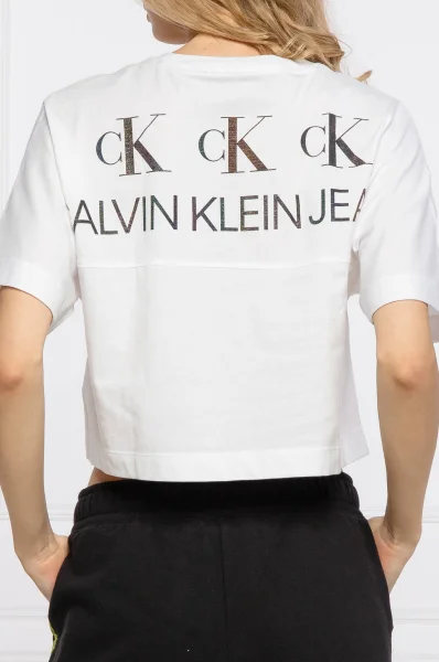 Tričko | Cropped Fit CALVIN KLEIN JEANS 	biela	