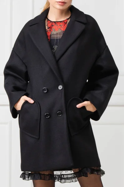 vlnený kabát | loose fit | s prímesou kašmíru Red Valentino 	čierna	