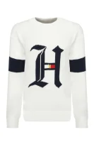 sveter lewis hamilton graphic | oversize fit | s prímesou vlny i kaszmiru Tommy Hilfiger 	biela	
