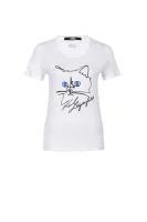 tričko choupette sketch Karl Lagerfeld 	biela	